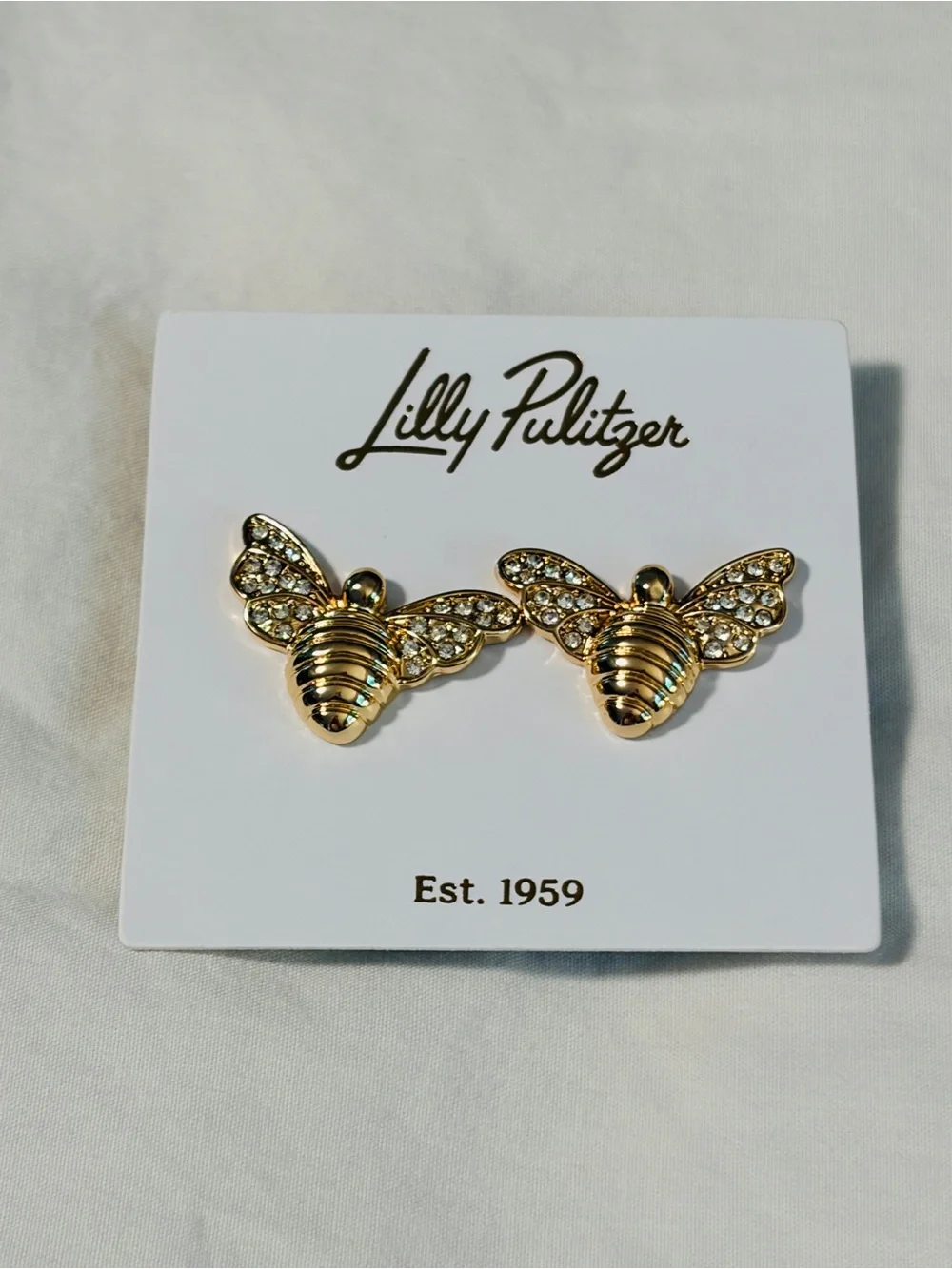 Lilly Pulitzer Gold Bee Crystal Wing Stud Earrings